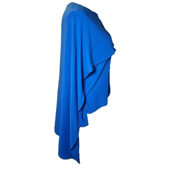 Prabal Gurung Blue Asymmetrical Button Down Blouse Size 8 Draped Sleeve Designer - Picture 13 of 15